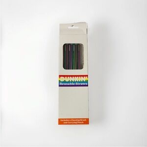 Dunkin Donuts Reusable Metal Straws Rainbow Pride Cleaning Brush Pouch